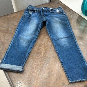 GAP Girlfriend Mid Rise Distressed Blue Jeans